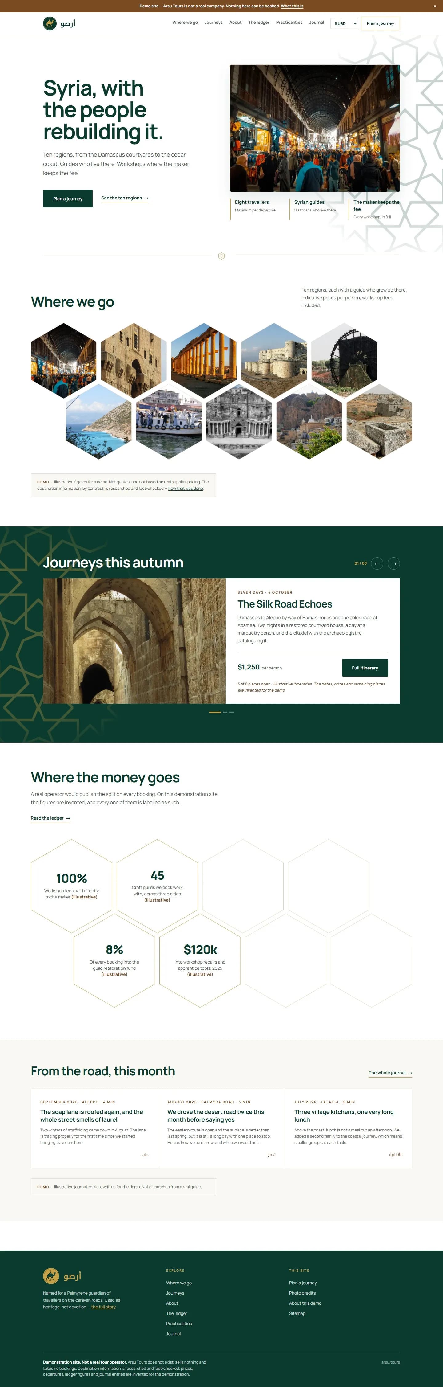 The home page, scrolled